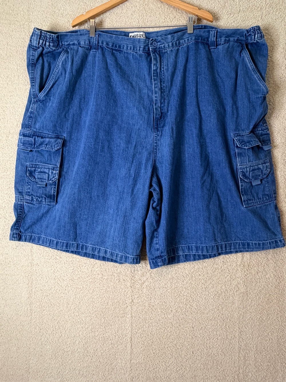 KingSize Blue Denim Cargo Shorts Men’s Size 62 100% Cotton